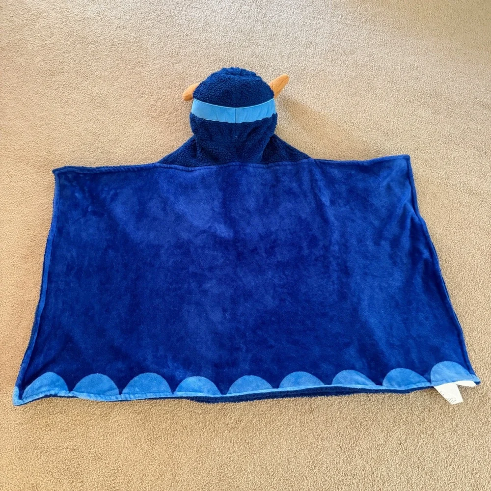 Dog Man Hooded Blanket Kids OS Blue Dav Pilkey Character Fleece Wearable Throw‎